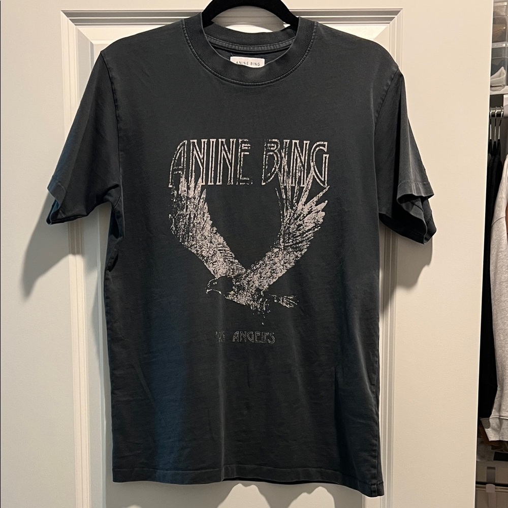 Anine Bing Charcoal Eagle Tee